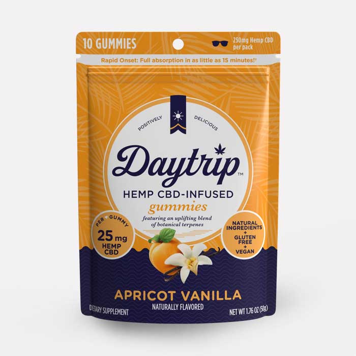 Daytrip | Apricot Vanilla Hemp CBD Infused Gummies - 250mg / 10 Count