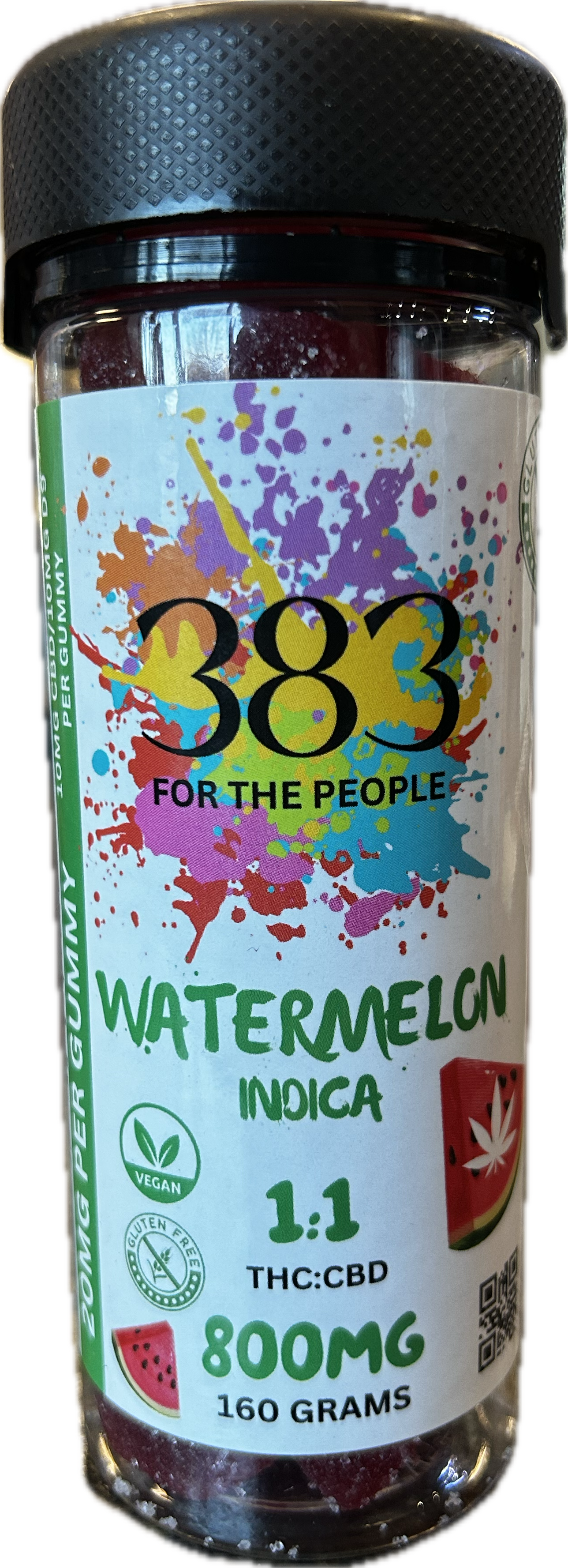 CBD 383 | Watermelon Indica THC:CBD Gummies - 800mg / 40ct