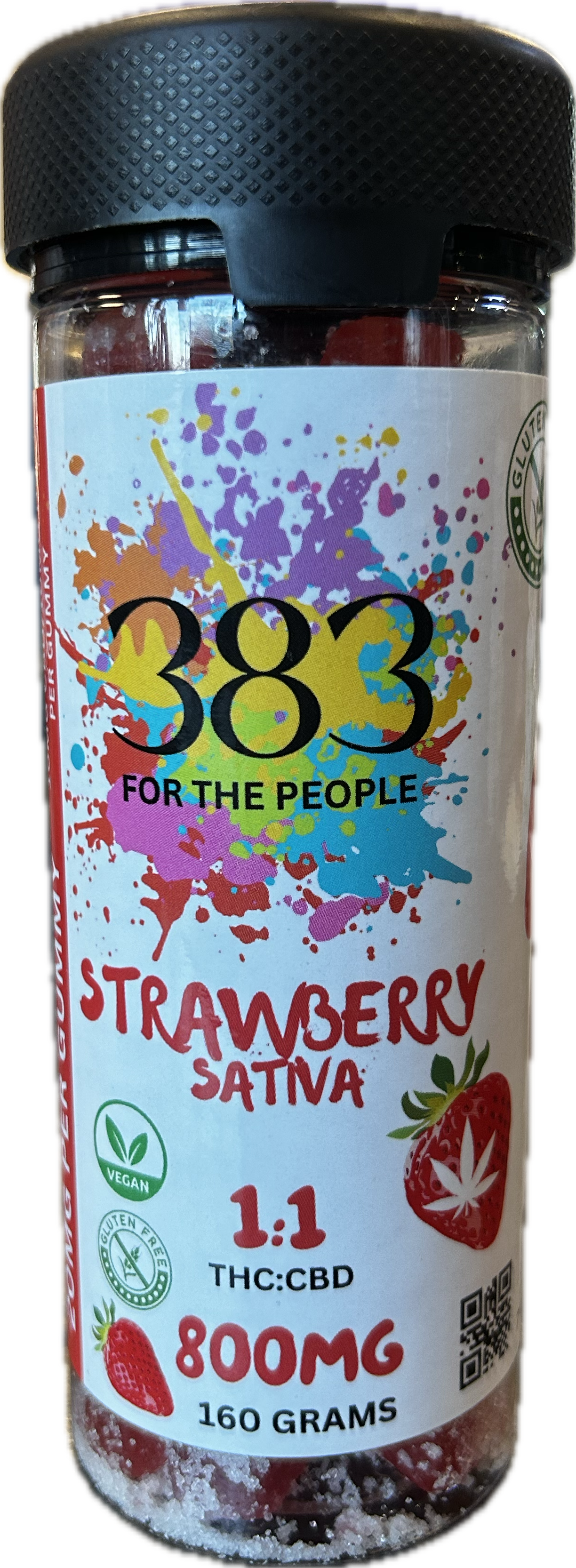 CBD 383 | Strawberry Sativa THC:CBD Gummies - 800mg / 40ct