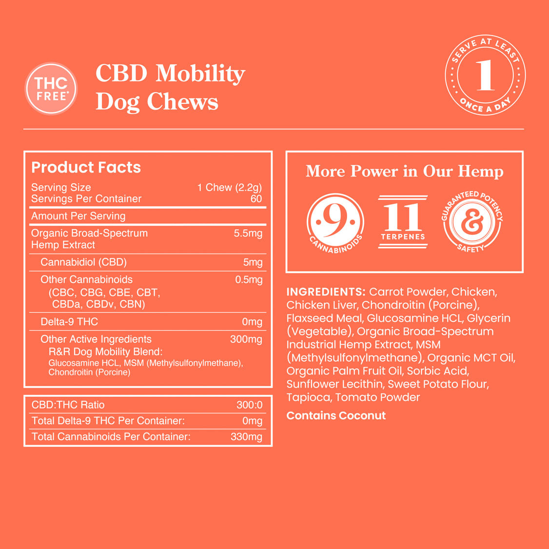 R&R Medicinals | Chicken Flavor Full Spectrum CBD Mobility Dog Chews - 300mg/60 Count