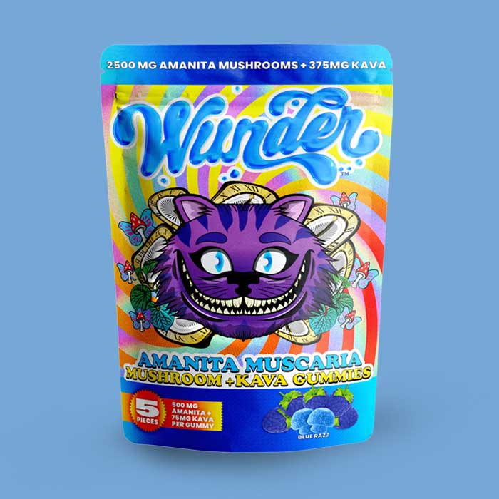 Wunder | Blue Razz Amanita Muscaria Mushrooms + Kava Gummies - 2500mg + 75mg / 5 Count