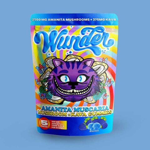Wunder | Blue Razz Amanita Muscaria Mushrooms + Kava Gummies - 2500mg + 75mg / 5 Count