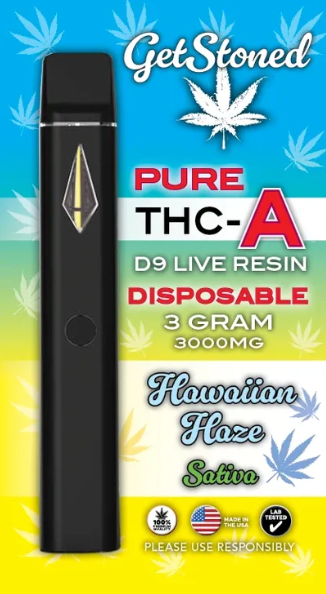 Get Stoned | Pure THC-A Delta 9 Vape 3 grams - 3000mg Hawaiian Haze Sativa