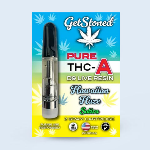 Get Stoned | Pure THC-A Delta 9 Cartridge 2 grams - 2000mg Hawaiian Haze Sativa