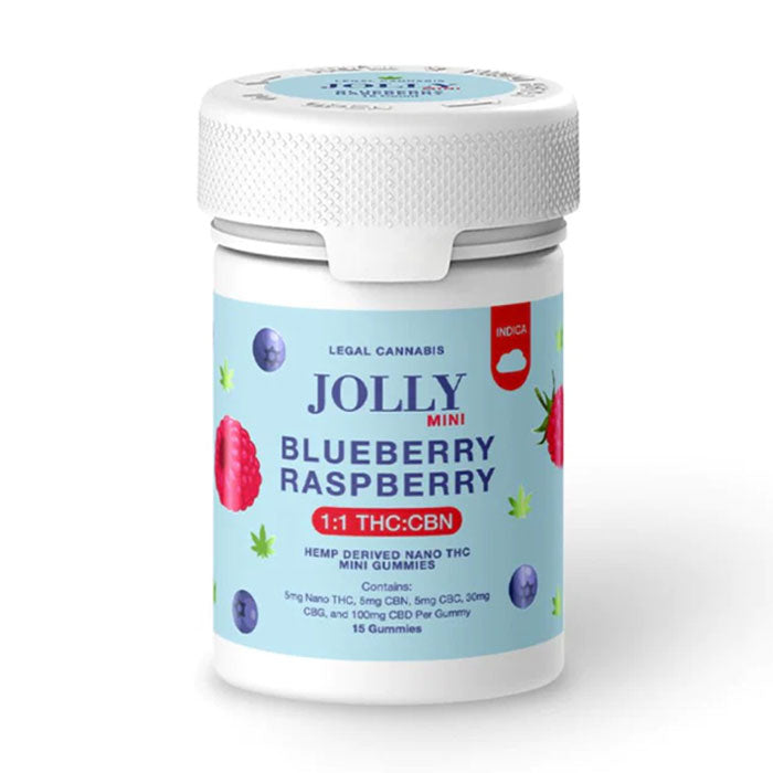 Jolly | 1:1 THC:CBN Hemp Deprived Nano THC Mini Gummies - Blueberry Raspberry 15 Count Jar