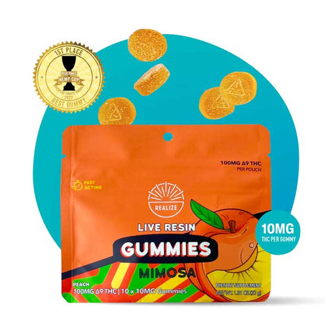 Realize | Peach Mimosa Live Resin Gummies - 100mg / 10 Count