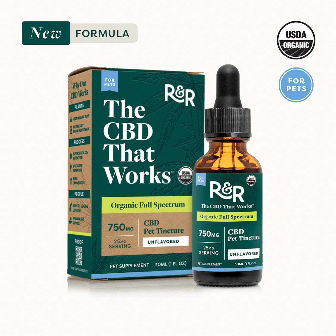 R+R | Unflavored Full Spectrum CBD Pet Tincture - 750mg