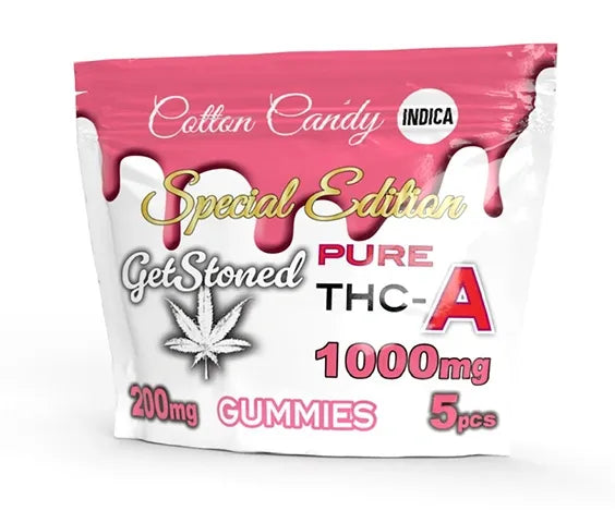 Get Stoned | Cotton Candy Pure THC-A Gummies - 1000mg / 5 Count